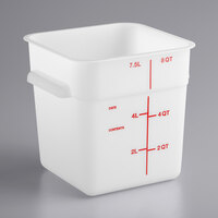 Carlisle 8 Qt. White Square Polyethylene Food Storage Container