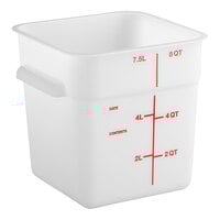 Carlisle 8 Qt. White Square Polyethylene Food Storage Container