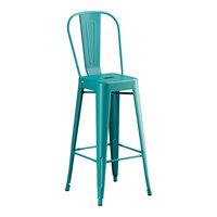 Lancaster Table & Seating Alloy Series Teal Topaz Outdoor Cafe Barstool