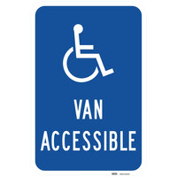 Lavex "Handicapped Parking / Van Accessible" Diamond Grade Reflective Blue Aluminum Sign - 12" x 18"