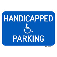 Lavex "Handicapped Parking" Engineer-Grade Reflective Blue Aluminum Sign - 18" x 12"