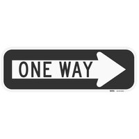 Lavex "One Way" Right Arrow High Intensity Prismatic Reflective Black Aluminum Sign - 18" x 6"