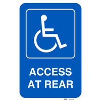 Lavex "Handicapped Parking / Access At Rear" Diamond Grade Reflective Blue Aluminum Sign - 12" x 18"