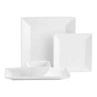 Acopa Bright White Square and Rectangular Dinnerware Set with Service for 12 - 48/Set