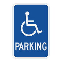 Lavex "Handicap Parking" Diamond Grade Reflective Blue Aluminum Sign - 12" x 18"