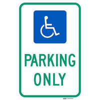 Lavex Ohio "Handicapped Parking Only" High Intensity Prismatic Reflective Green / Blue Aluminum Sign - 12" x 18"