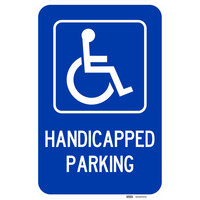 Lavex "Handicapped Parking" Diamond Grade Reflective Blue Aluminum Sign - 12" x 18"