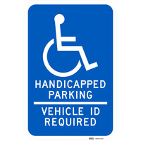 Lavex Texas "Handicapped Parking / Vehicle ID Required" Diamond Grade Reflective Blue Aluminum Sign - 12" x 18"
