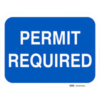 Lavex "Permit Required" Engineer-Grade Reflective Blue Aluminum Sign - 12" x 9"