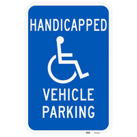 Lavex "Handicapped Vehicle Parking" Diamond Grade Reflective Blue Aluminum Sign - 12" x 18"