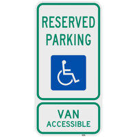 Lavex "Handicapped Reserved Parking / Van Accessible" High Intensity Prismatic Reflective Green / Blue Aluminum Sign - 12" x 24"