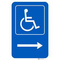 Lavex "Handicapped Parking" Right Arrow Diamond Grade Reflective Blue Aluminum Sign - 12" x 18"