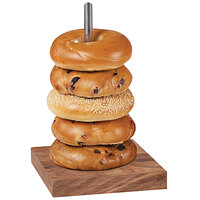 Cal-Mil 22128-49 Mid-Century 6 1/2" Walnut Wood and Chrome Single Pole Bagel Display