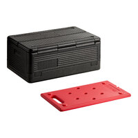 CaterGator Dash Black Flip Down Top Loading EPP Insulated Food Pan Carrier with Hot Board, 8" Deep Full-Size Pan Max Capacity