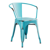 Lancaster Table & Seating Alloy Series Distressed Turquoise Outdoor Arm Chair