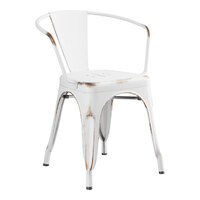 Lancaster Table & Seating Alloy Series Distressed Pearl White Outdoor Arm Chair