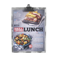 Menu Solutions ALSIN811-CLIP 8 1/2" x 11" Alumitique Customizable Single Panel Aluminum Clipboard Menu Board with Swirl Finish