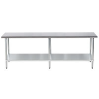 Advance Tabco ELAG-308-X 30" x 96" 16 Gauge Stainless Steel Work Table with Galvanized Undershelf