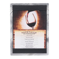 Menu Solutions ALSIN57-ST 5" x 7" Alumitique Single Panel Swirl Finish Aluminum Menu Board with Top and Bottom Strips