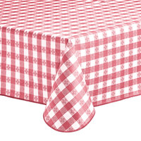 Choice 52" x 90" Burgundy Textured Gingham Vinyl Table Cover with Flannel Back
