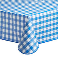 Choice 52" x 90" Royal Blue Textured Gingham Vinyl Table Cover with Flannel Back