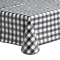 Choice 52" x 70" Black Textured Gingham Vinyl Table Cover with Flannel Back