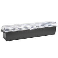 Vollrath 4746-06 Traex® Kondi-Keeper 8-Compartment Black Plastic Condiment Bar with (8) 1-Pint Inserts