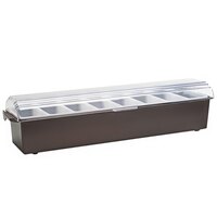 Vollrath 4746-01 Traex® Kondi-Keeper™ 8-Compartment Brown Plastic Condiment Bar with (8) 1-Pint Inserts