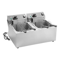 Vollrath CF2-1800DUAL 20 lb. Commercial Countertop Deep Fryer - Twin Pot 120V