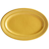 Tuxton CSH-096 Concentrix 9 3/4" x 6 1/2" Saffron Oval China Platter - 24/Case