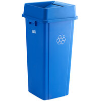 Lavex 23 Gallon Blue Square Recycle Bin with Swing Lid