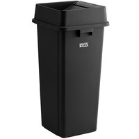 Lavex 23 Gallon Black Square Trash Can with Swing Lid