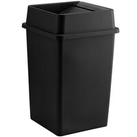 Lavex 35 Gallon Black Square Trash Can with Drop Shot Lid