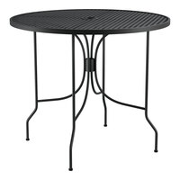 Lancaster Table & Seating Harbor Black 36" Round Outdoor Standard Height Table with Ornate Legs