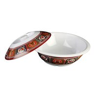 Thunder Group 8010TP Peacock 2.34 Qt. Round Melamine Serving Bowl with Lid - 10"