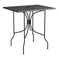 Lancaster Table & Seating Harbor Black 24" x 30" Rectangular Outdoor Standard Height Table with Ornate Legs