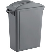 Lavex 16 Gallon Gray Slim Rectangular Trash Can with Flat Lid