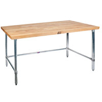 John Boos & Co. TNB09 Wood Top Work Table with Stainless Steel Base - 30" x 60"