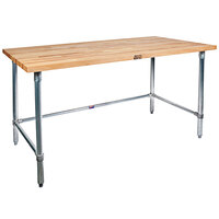 John Boos & Co. HNB10 Wood Top Work Table with Galvanized Base - 30" x 72"