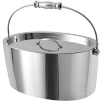 Crafthouse by Fortessa Signature 12" x 8" x 5 1/4" Stainless Steel Oval Ice Bucket with Lid and Handle CRFTHS.5.3013 - 4/Case