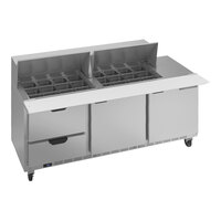 Beverage-Air SPED72HC-24M-2 72" 2 Door 2 Drawer Mega Top Refrigerated Sandwich Prep Table