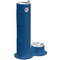 Zurn Elkay LK4400DBFRKBLU Blue Non-Filtered Freeze Resistant Outdoor Pedestal Drinking Fountain with Pet Station - Non-Refrigerated