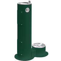 Zurn Elkay LK4400DBEVG Evergreen Non-Filtered Outdoor Pedestal Drinking Fountain with Pet Station - Non-Refrigerated