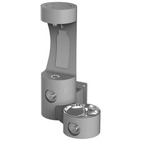 Zurn Elkay LK4408BFGRY Gray Non-Filtered Outdoor Wall Mount Bottle Filling Station with Drinking Fountain - Non-Refrigerated