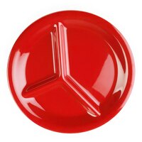 Thunder Group CR710PR 10 1/4" Pure Red 3-Compartment Melamine Plate - 12/Pack