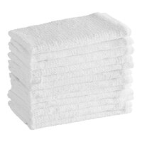 Choice 15" x 18" 18 oz. White Cotton Textured Terry Bar Towel - 12/Pack