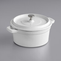 Valor 16 oz. Arctic White Enameled Mini Cast Iron Pot with Cover