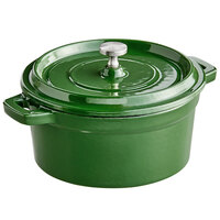 Valor 16 oz. Fern Green Enameled Mini Cast Iron Pot with Cover