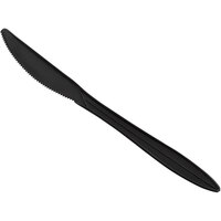 Choice 6 1/2" Medium Weight Black Polypropylene Plastic Knife - 1000/Case