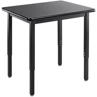 National Public Seating SLT3-2436H 24" x 36" Height Adjustable Black Steel Science Lab Table with High-Pressure Laminate Top